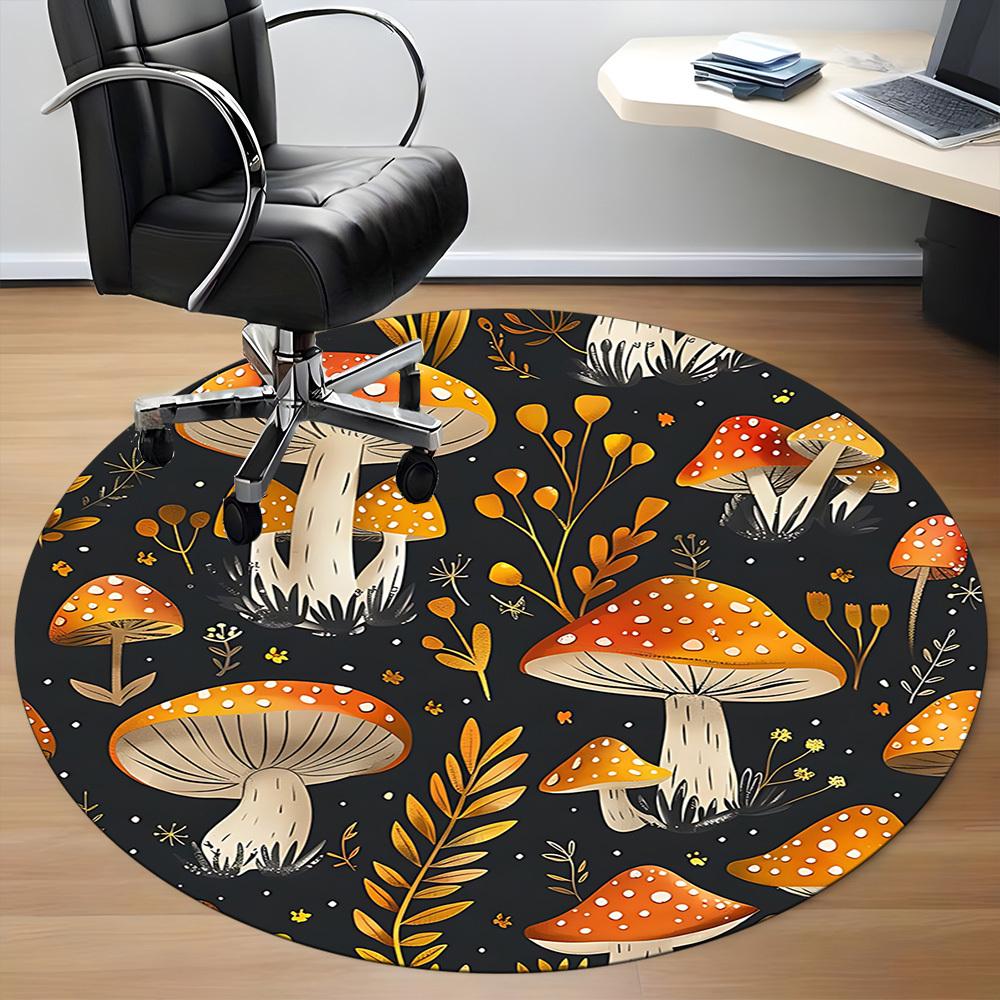 1pc Mushroom Pattern Chair Carpet for Office, Non Slip, Soft and Durable Office Rug