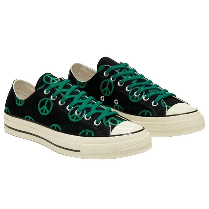 Converse 1970s Unleash Peace Round Toe Lace-up Low-top Canvas Shoes Unisex Black and Green