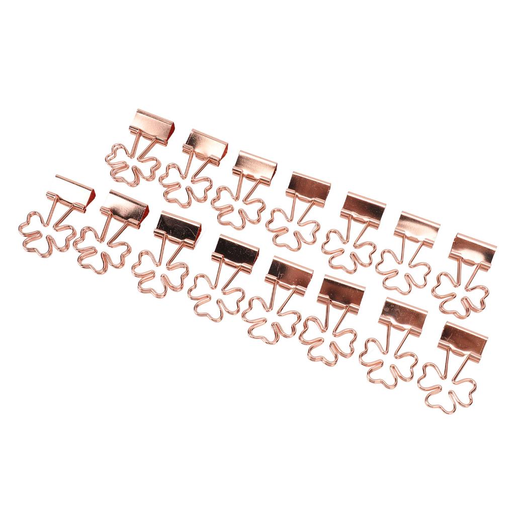 15Pcs Paper  Clips Cute  Trefoil Strong Clamping Force Metal Small  Clips for Office