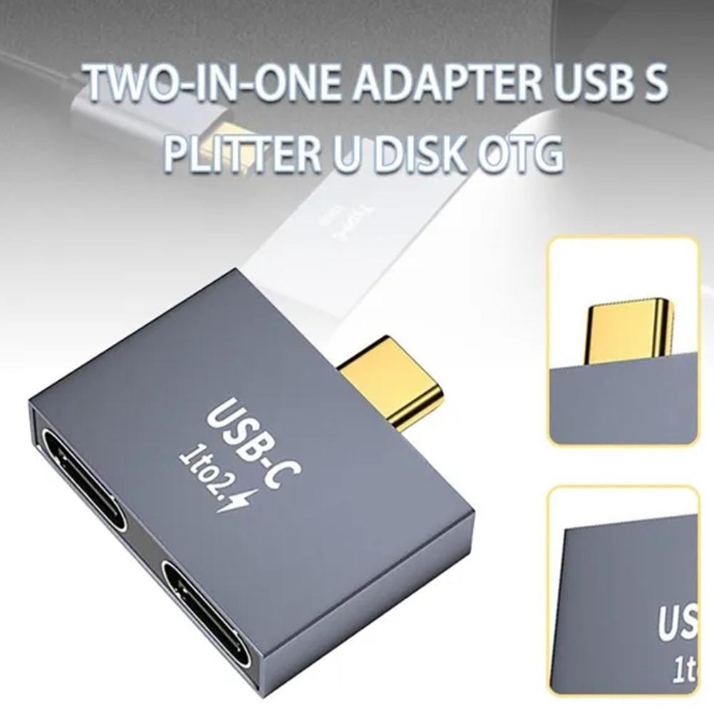 2 In 1 Type-C USB3.0 Hub Docking Station Male Type-C Computer Splitter Female 10Gbps For Laptop O9B4