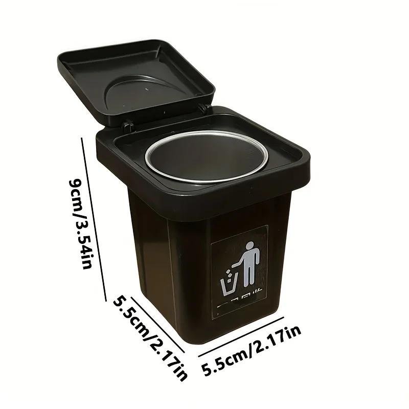 Trash Can Ashtray With Lid Stainless Steel Ashtray Bathroom Wall Hanging Notch Anti-fly Ash Ashtray