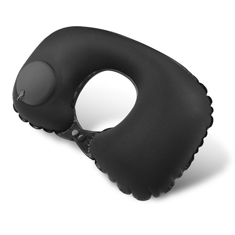 Portable Inflatable U-shaped Neck Pillow for Travel - Milk Silk Press-type for Car & Airplane