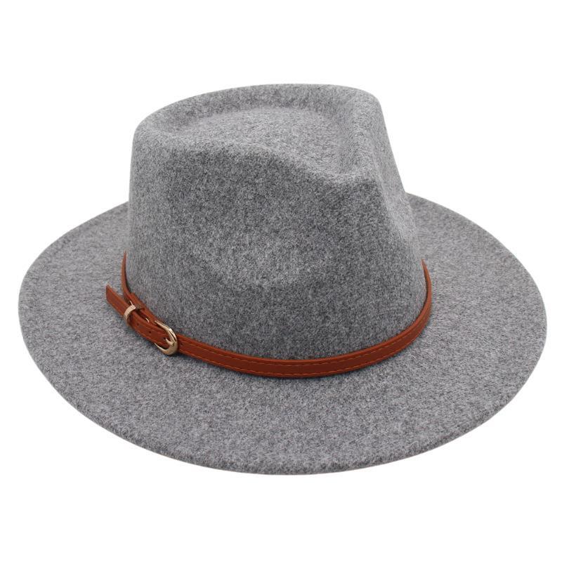 

Top Hat Jazz Hat Men S And Women S Plush Felt Hat Wool Hat Belt Buckle Tide One size світло-сірого кольору