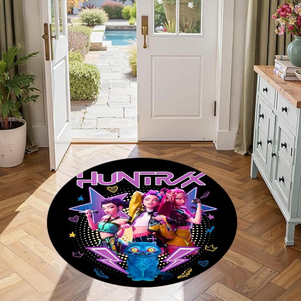 K-pop Round Floor Mat Suitable for Study Room Entryway Bedrooms Hallway Antislip Round Carpet Office Home Decor
