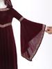 Girls Medieval Princess Costume Halloween Cosplay Hooded Robe Long Trumpet Sleeves Embroidered Trim Velvet Dress