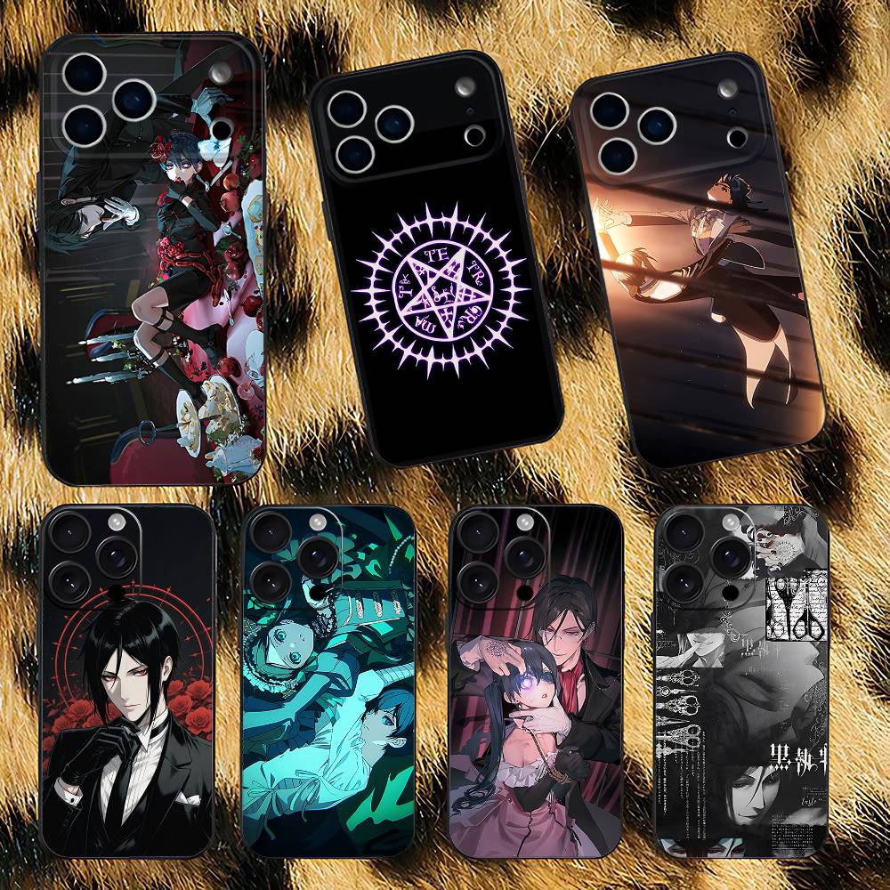 Black Butler ANIME Handyhülle Für iPhone 17,16,15,14,13,12,11,Pro,Max,Plus,E,Air,Mini Schwarz Stoßfest Funda Hülle
