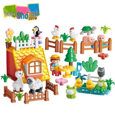 Happy Ranch Park Große Bausteine - Pädagogisches Tierspielzeug für Kinder ab 3 Jahren