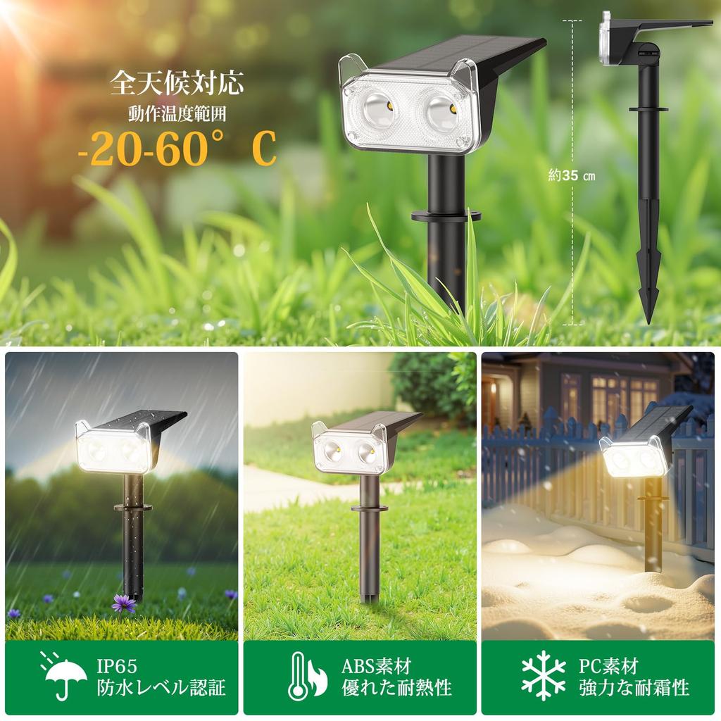 LETMY Garden Spotlight, Solar-Powered Outdoor Waterproof Light [Owl Design, Dual Optical Convex Lenses, 20 Hours of Continuous Lighting, Two Mounting