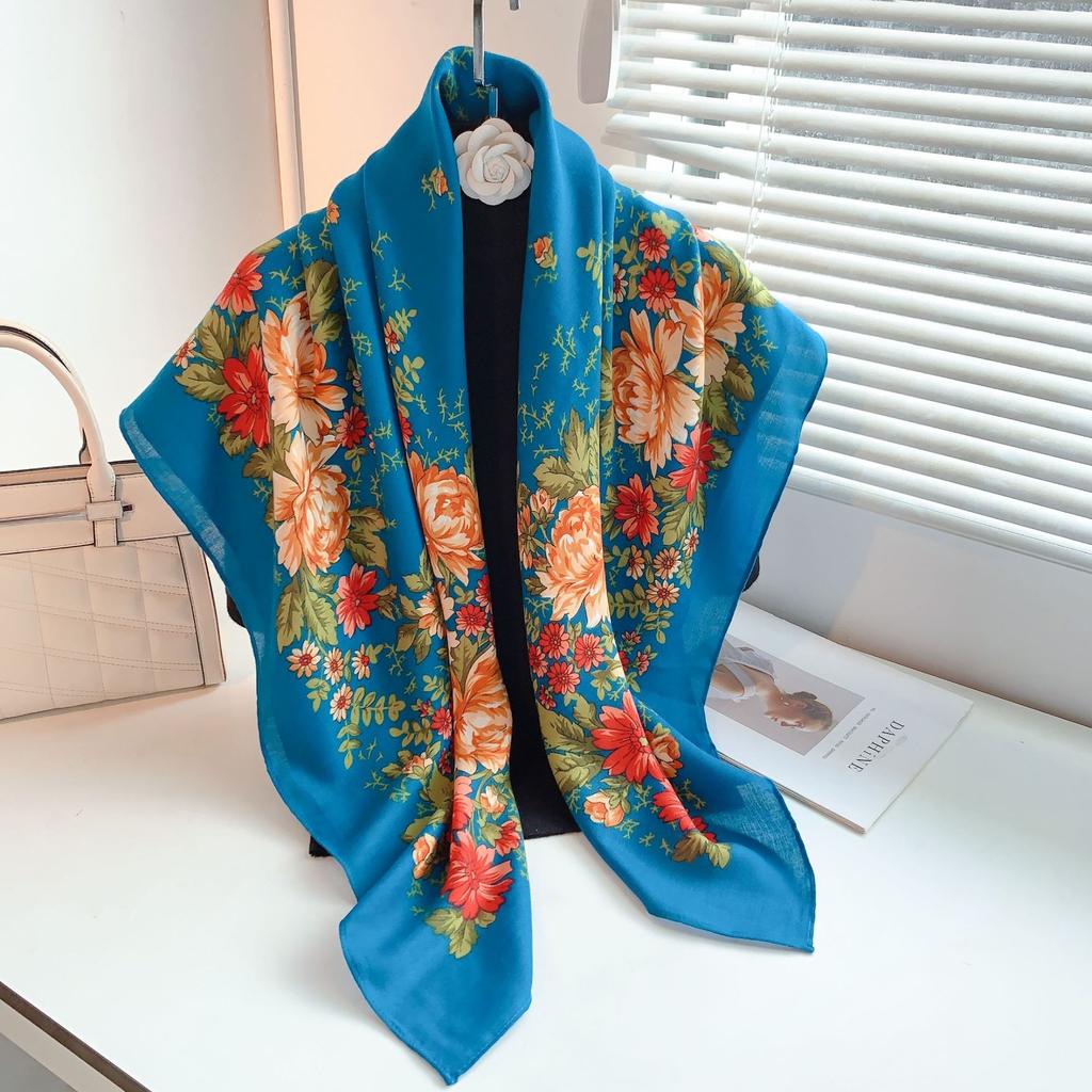 20252025 winter new fashion flower shawl office with warm velvet scarf decorative bag headscarf women