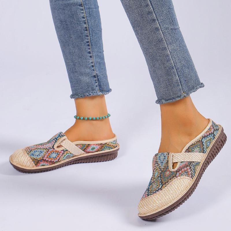 summer new one-pedal non-slip light bottom thick bottom breathable cloth slippers