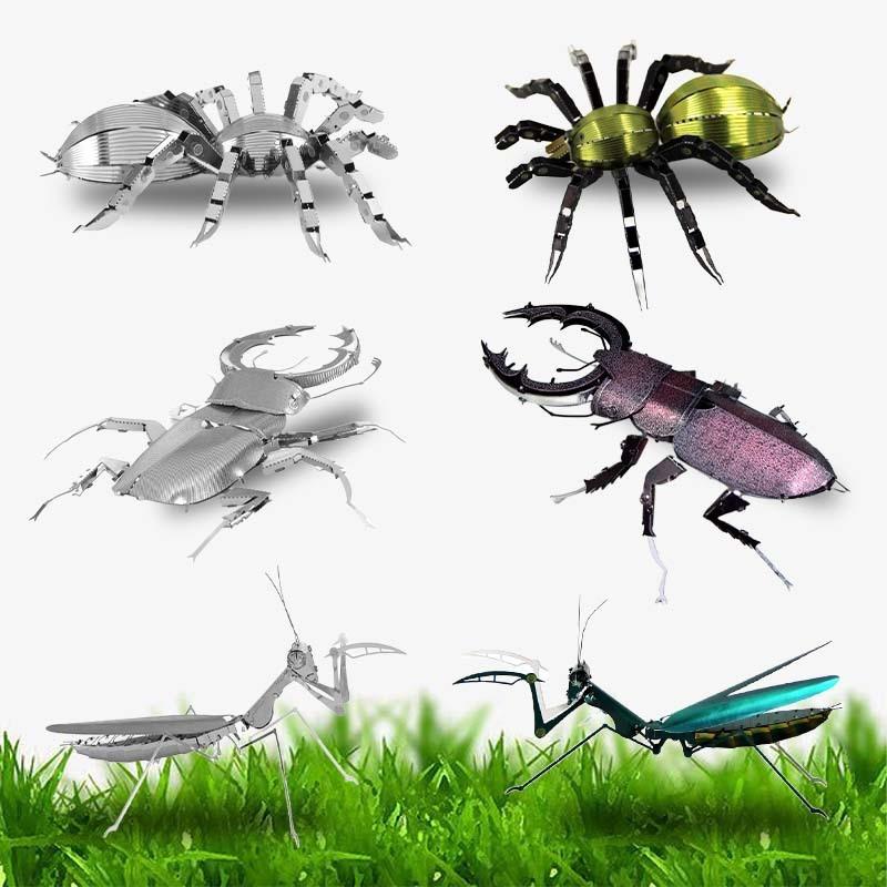 1 Set Jigsaw Puzzle Toys Insect Series Diy Mini Assembling 3D Metal Puzzle Color Dragonfly Model For Kids 14+ Adult Gift