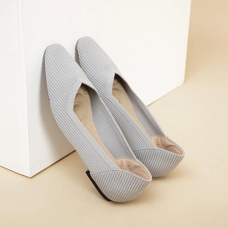 

Spring New Small Square Head Flat-soled Single Women s Woven Comfortable And Breathable Lady shoes 7112 43