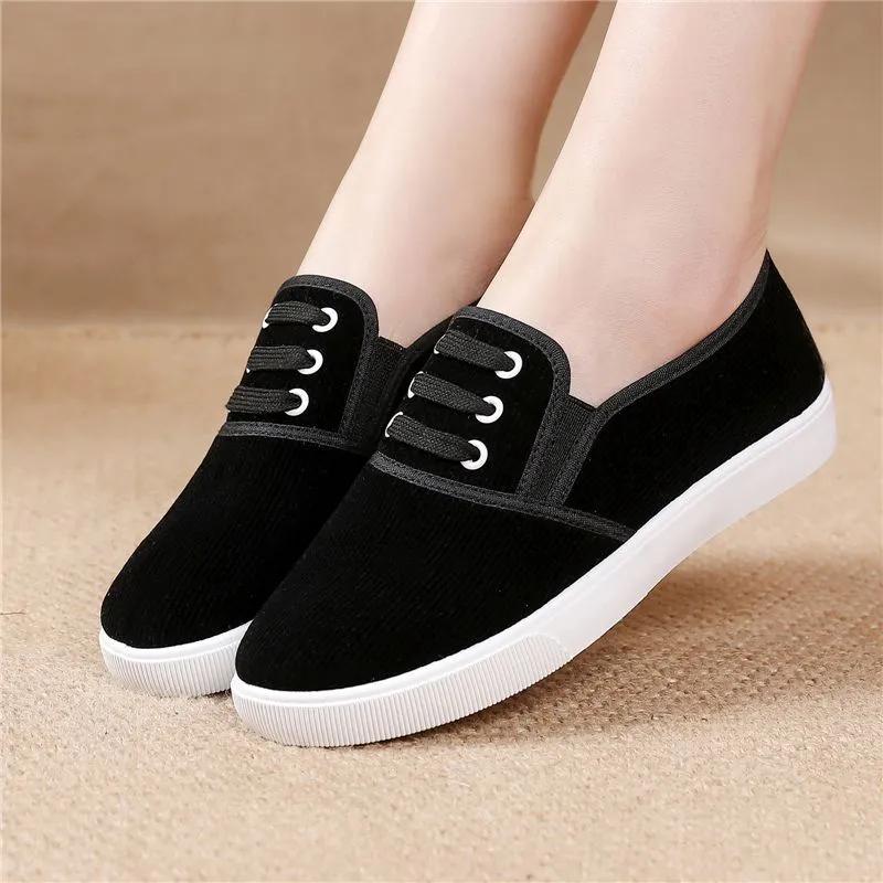 sapatos femininas women fashion sweet round toe wine red canvas flat shoes lady casual black student school work loafers ga546