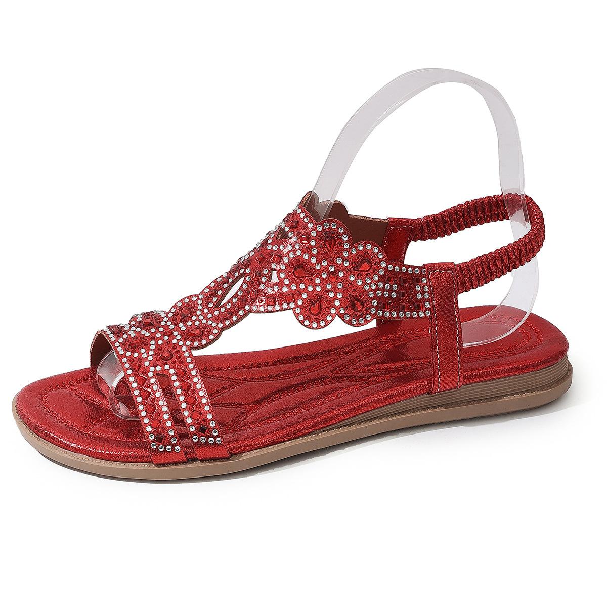 

New in summer 22, light and comfortable casual bohemian flat-bottomed beach sandals 43 червоний