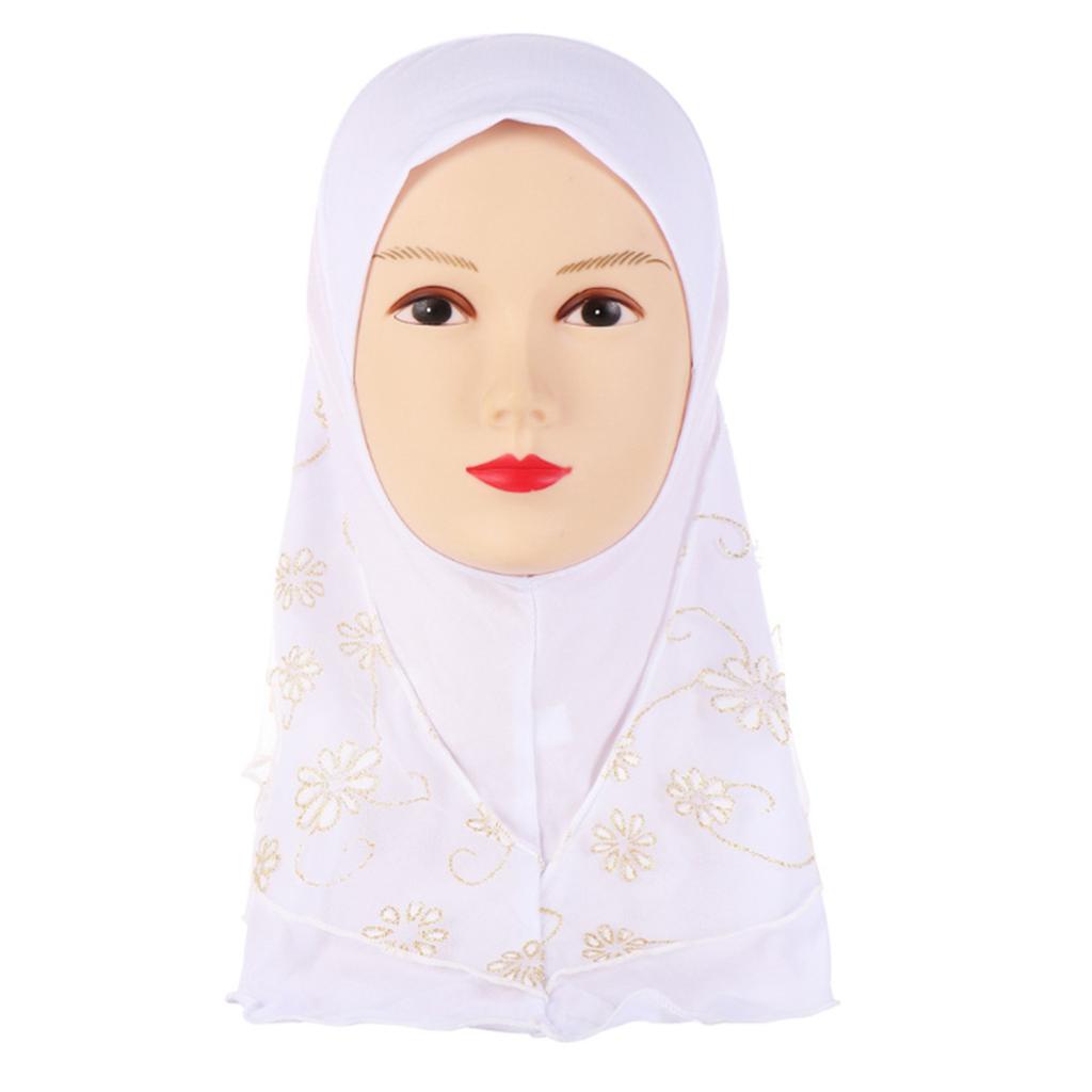 Muslim Children Kids 2 Layer Girls Islamic Scarf Arab Shawls Hijab For 7-11-Year Muslim Children