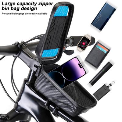 Bolsa para celular de bicicleta EVA Hard Shell à prova d'água com tela sensível ao toque leve para ciclismo de estrada, montanha, tubo superior, estrutura frontal, bolsa para celular