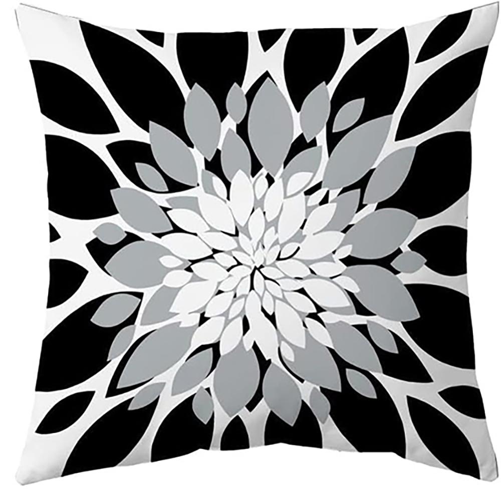 Black and White Floral Pattern Square Pillow Covers Set ,,sofa and Chair Cushion Covers, Home Bedroom Room Decoration