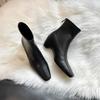 7 Cm Height Increase, Versatile Square Head Thick Heel Short Boots, Autumn and Winter New Korean Rear Zipper Elastic Thin Boots