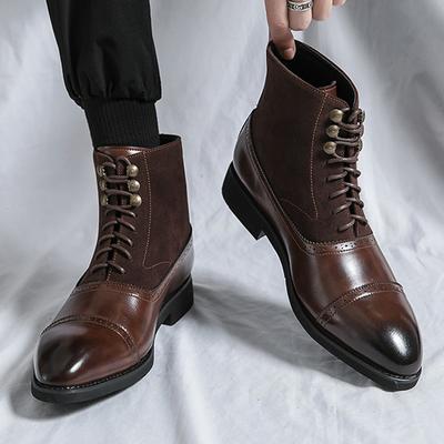 Men Winter Casual Formal Boots Leather Designer Casual Black Chelsea Dress Business Brogue Italian Shoes Split Ankle Footwear