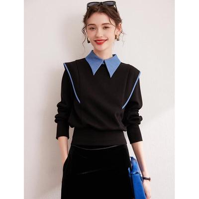 Bailuyu Damen Colorblock Faux Zweiteiliger Pullover Hoodie