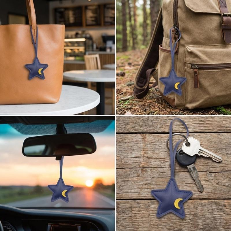 Innovative Star Shaped Keychain Lightweight PU Bag Pendant Stylish Bag Charm for Modern Lifestyle Home and Car Decors