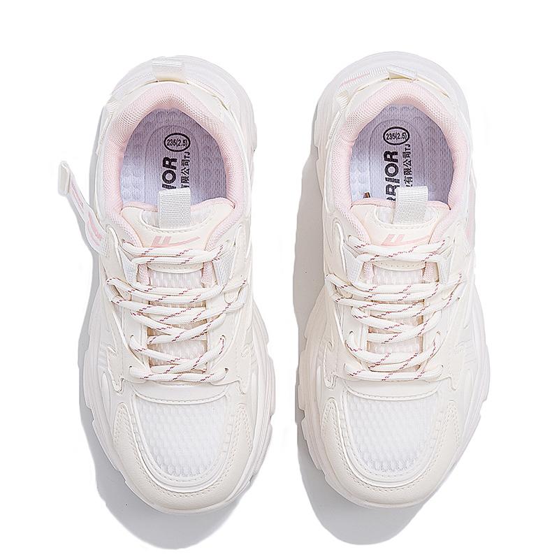 Warrior Classic Sports Korean Style Versatile Comfortable Non-Slip Wear-Resistant Lightweight Low-Top Dad Shoes Women Sneaker Light-Pink WXYS-4665M03
