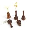 Mini Wooden Vase Natural Walnut Gourd Shape Vase Desktop Small Wood Bud Vase for Living Room Desk Shelf Home Decor
