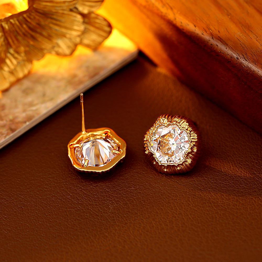 Flashy Zircon Stud Earrings: Unisex Luxury Minimalist Fashion with Hip Hop Punk Vibe