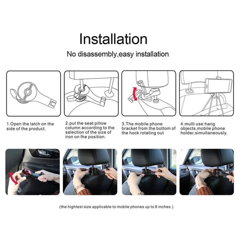 2 Stück Versteckter Auto-Haken Multifunktionaler Handyhalter Universal 360 Grad Drehung