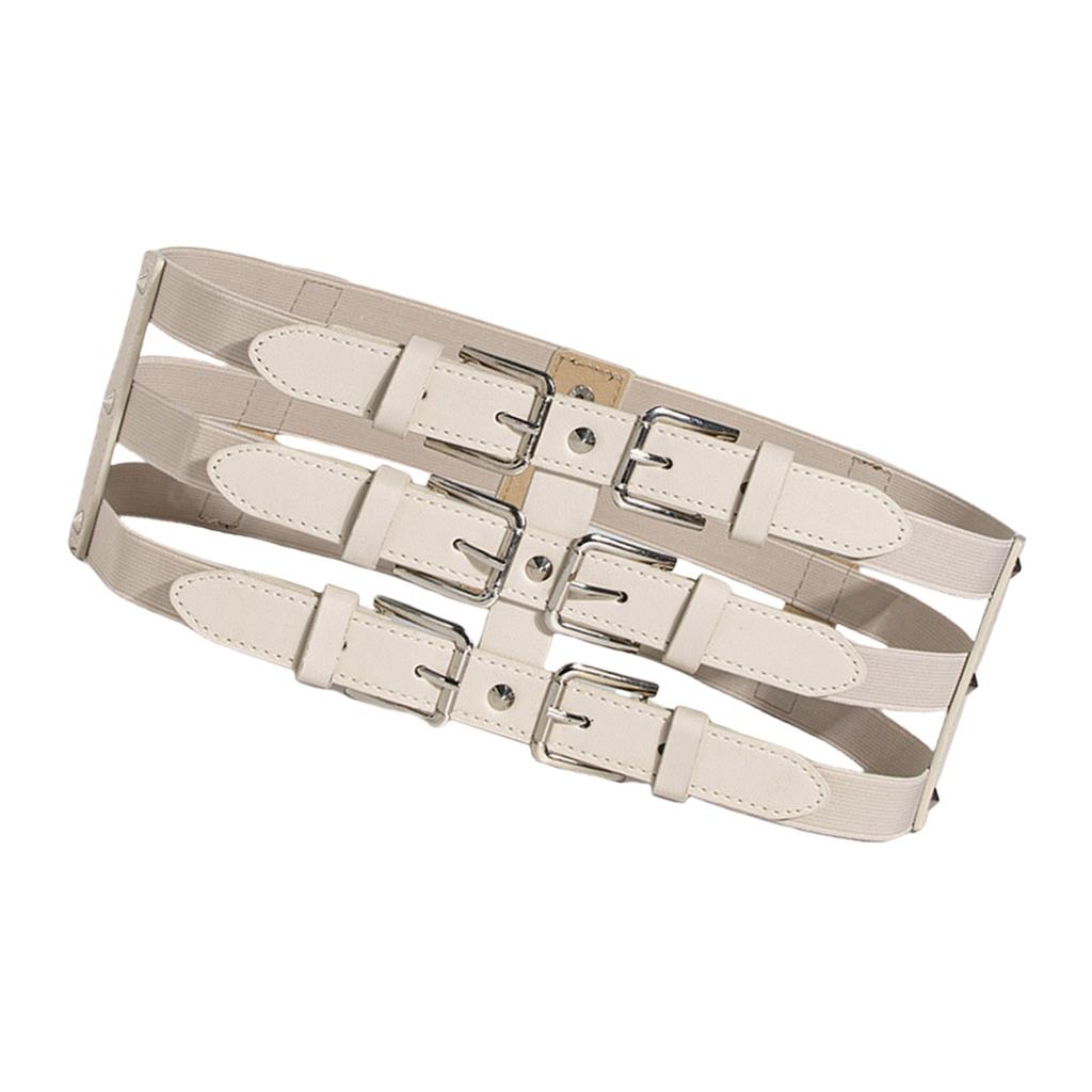 Fashionable Three Breasted Waist Belt Female Corset PU Waistband Elastic Cincher Belt All Matching Waist Dressingup Belt