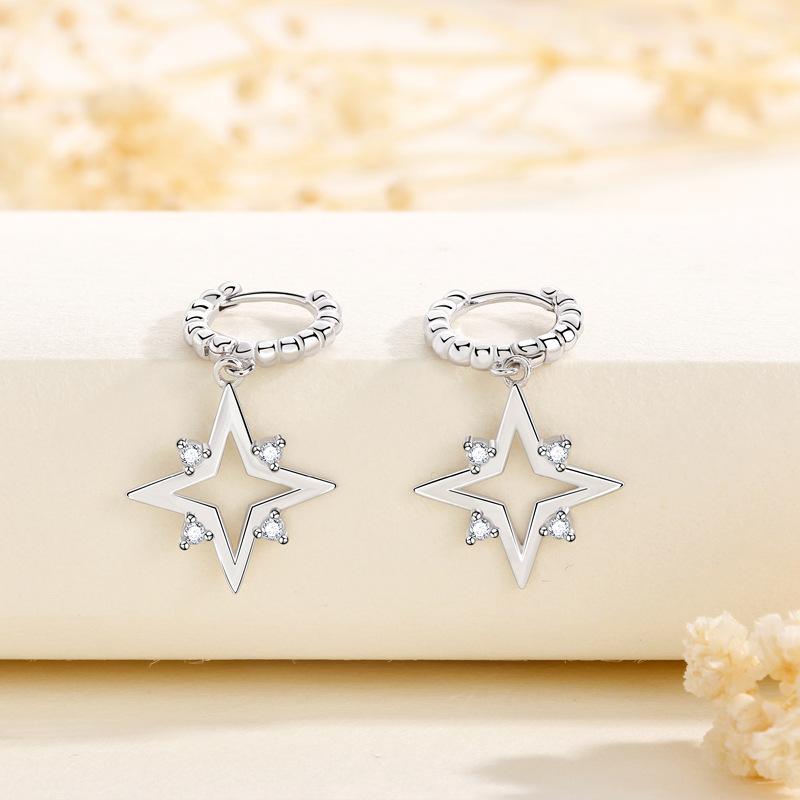 Kryssstjerne Ørespenne Dame Mote Lett Luksus Temperament Allsidige Øredobber Gave Dame