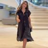 2024 Summer Women's Casual Solid Color Single-breasted Shirt Dress