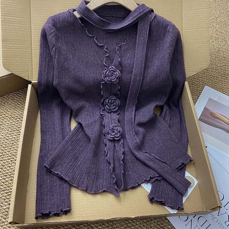 Sweater for Women Autumn Winter Thickened Warm Knitted Stretchy Long Sleeve V-neck Tops