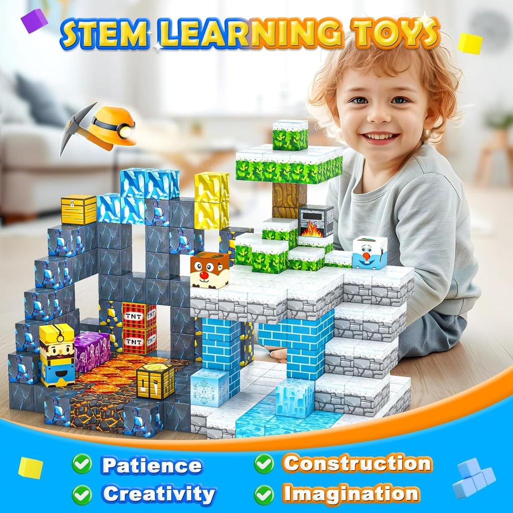 Yolla Loos 150-Piece Magnetic Building BlocksMontessori Toy Set for Boys and Girls Ages 6+