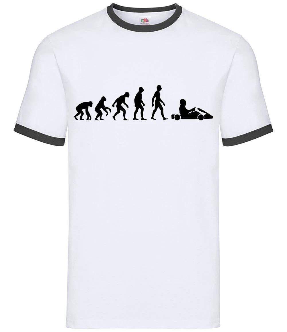 Evolution Of Man Go Karting - Mens Ringer - Kart Racing Driving XXL