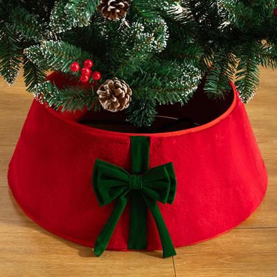 1 pieza Rojo Verde Blanco Para Árboles Artificiales Base Soporte para Árbol Navidad Festival Tela Felpa Decoración Hogar Lazo Cuello Árbol de Navidad