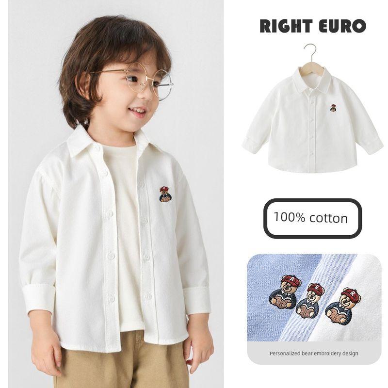 Right European Boys' Bear Series Academy Style Long-Sleeve Shirt 2026 Spring and Autumn New Children's Clothing Baby Top Trendy
