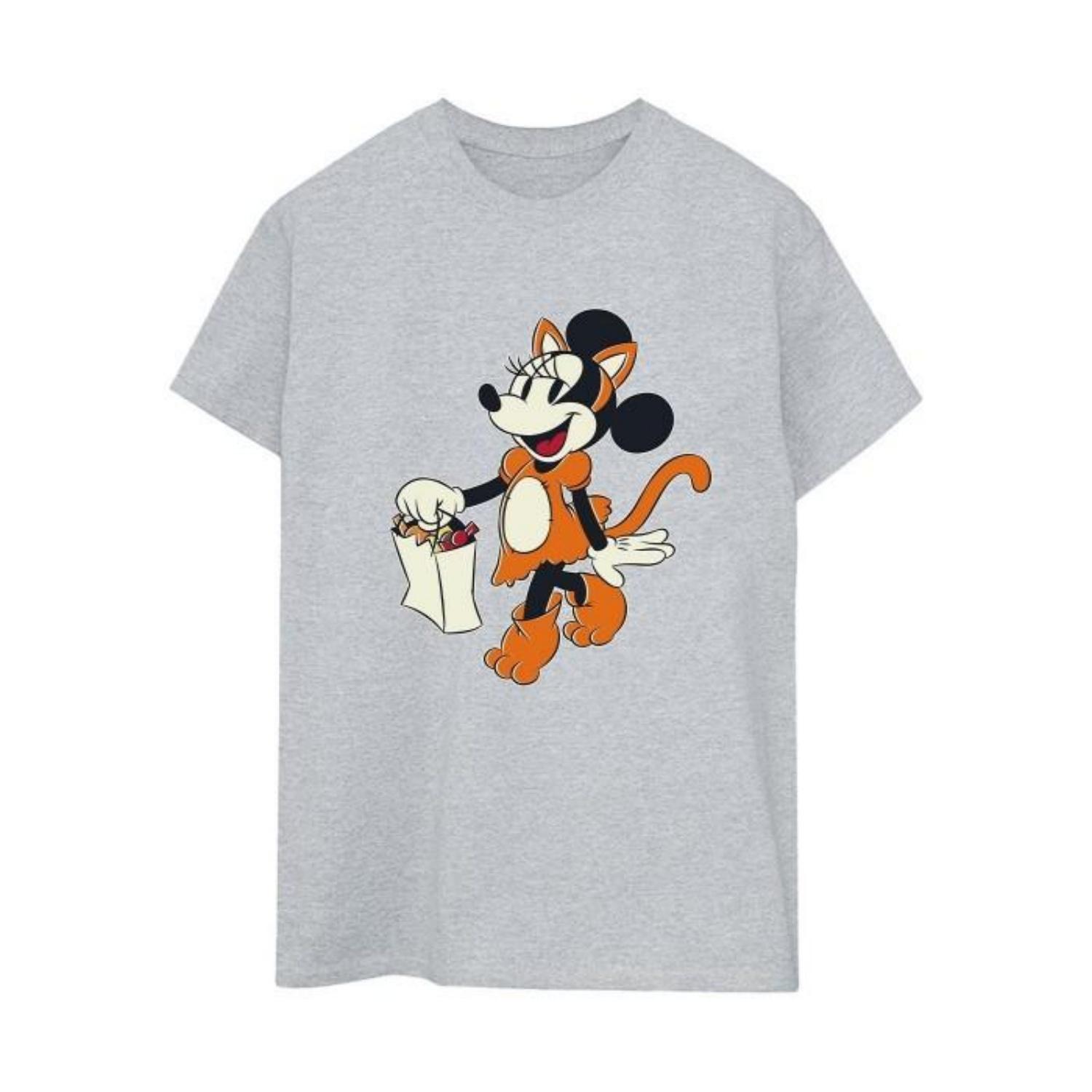 Mickey mouse Womens_Ladies Cat Trick Or Treat Minnie Mouse Cotton Boyfriend T-Shirt S