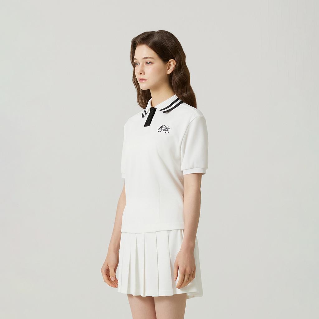 Martin Golf Knit Collar Crop Short Sleeve T-Shirt_Off-White