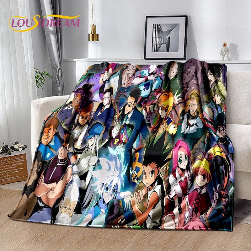 Anime Hunter×Hunter HxH Cartoon puha plüss takaró, flanel takaró kidobó takaró nappaliba hálószoba ágy kanapé piknik huzat