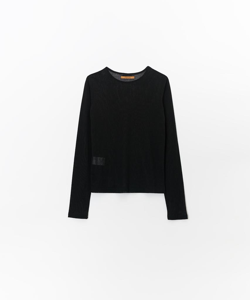 JBYRARA See-Through Mesh Signature T-Shirt_Black