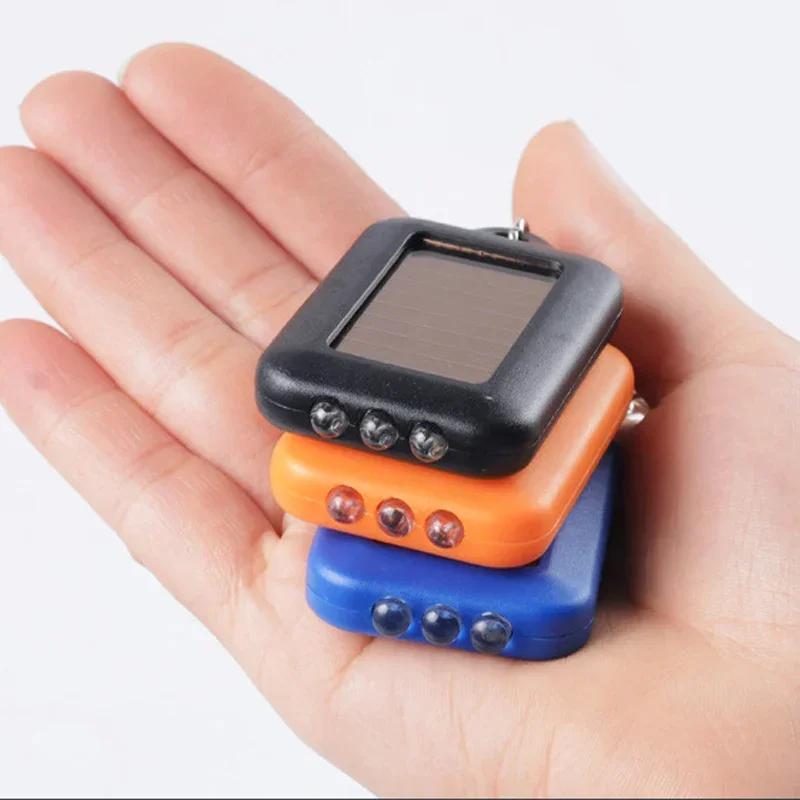Mini Solar Charging LED Keychain Flashlight Outdoor Emergency Torch Small Torch Camping Flashlight Keyring Flashlights
