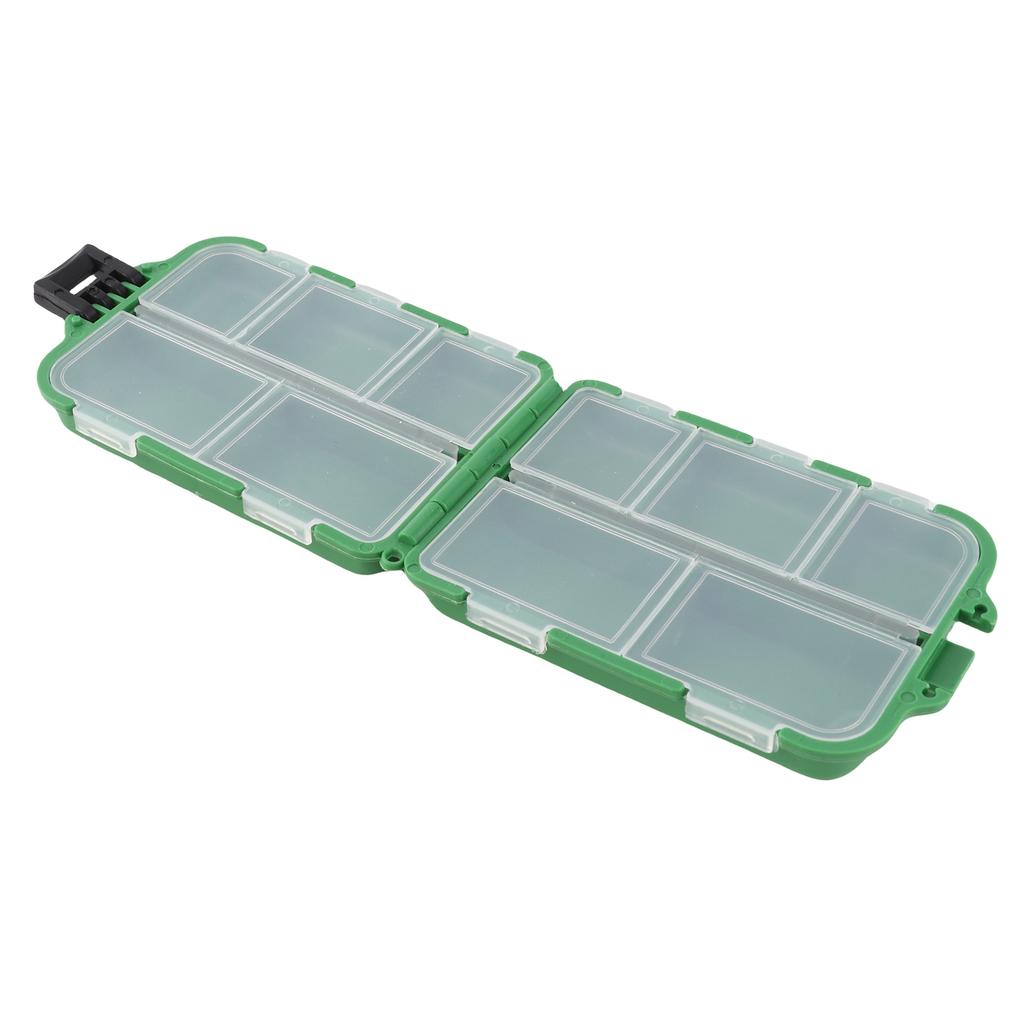 10 Grids Box Hard Fishing Tackle Storage Hooks Lures Baits Large Capacity Green Portable Design for Anglers