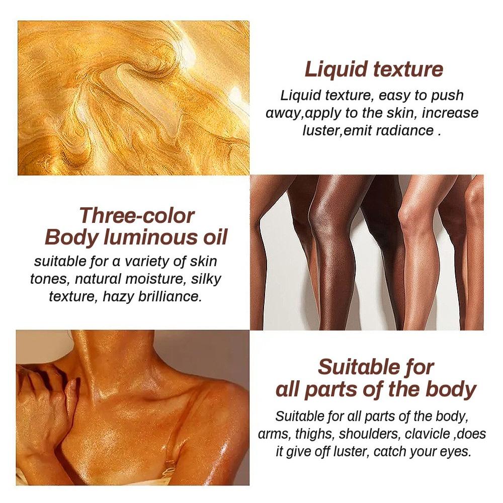 SAM SUGAR Olio Scintillante per il Corpo Illuminante Liquido Illuminante Viso e Corpo Glow da Spiaggia Glitter Fini Luminizzante Idratante Trucco per Donne