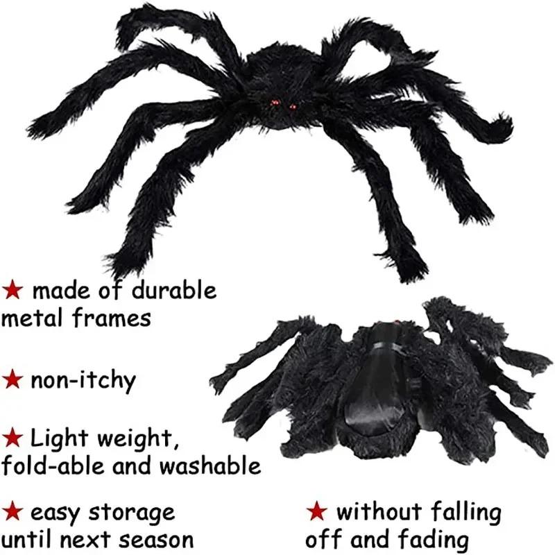 Giant Black Spider Halloween Party Decor for Home 2026 Outdoor Haunted House Ornament Trick or Treat Big Black Spider