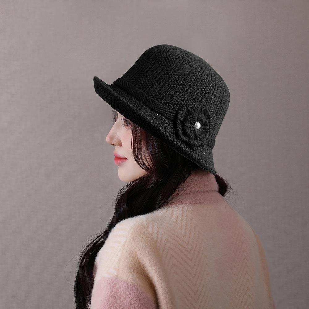 Women 1920s Vintage Knit Bucket Hat - Winter Derby Bowler Fisherman Hat Round Brim Bucket Hat Women