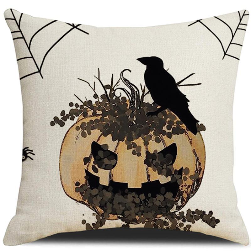 Black and White Letters Pumpkin Halloween Pillowcase Cartoon Spider Funny Ghost Festival Sofa Set Combination Pillowcase