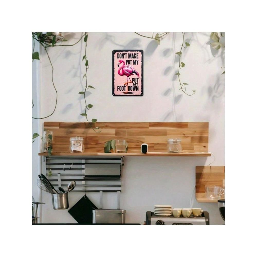 Vintage Pink Flamingo Metal Wall Art Decor for Bar Home