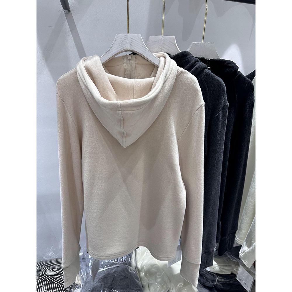 270g Thickened Korean Style Hooded Brushed Base Layer Shirt for Women - Autumn/Winter 2025