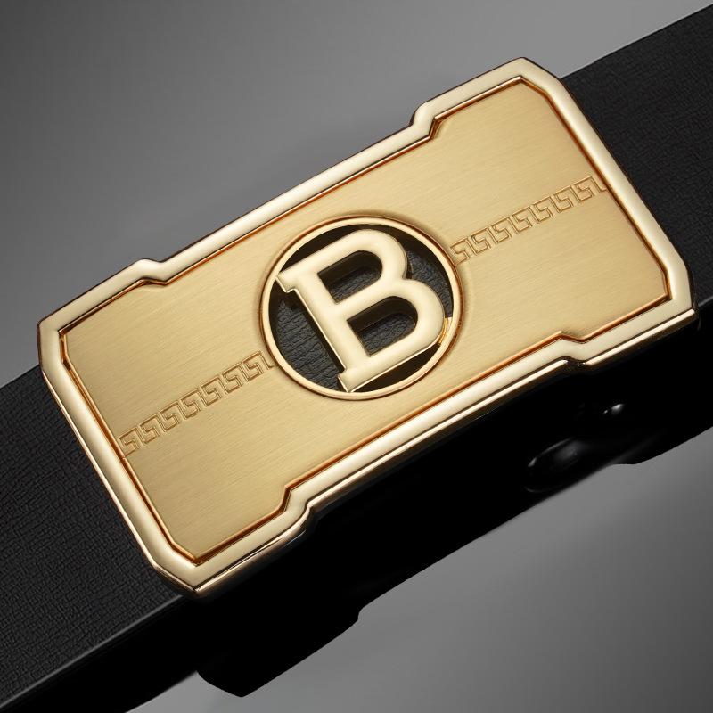 New Men'S Belt High-End Cowhide Automatic Buckle Leather Belt Middle-Aged And Young Fashion Belt